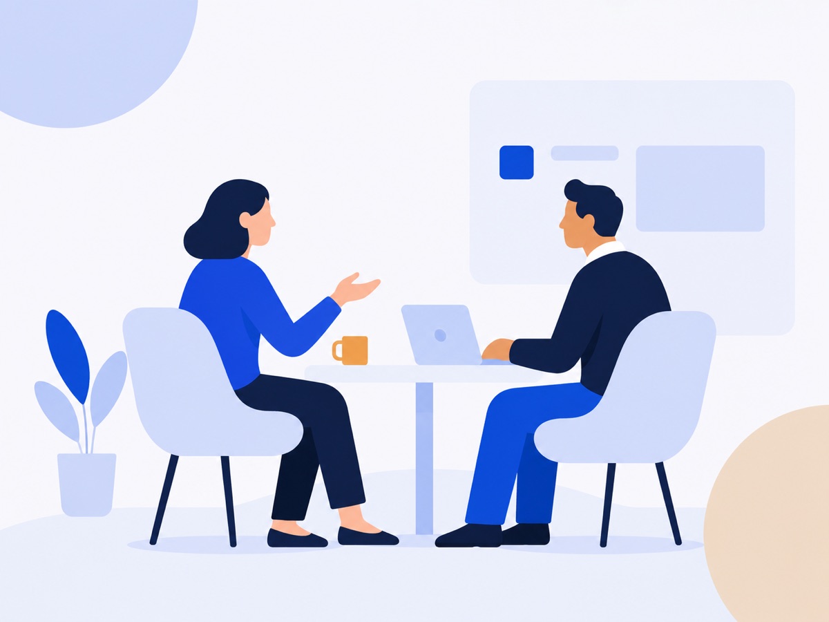 A manager and a team member in a one-on-one coaching conversation